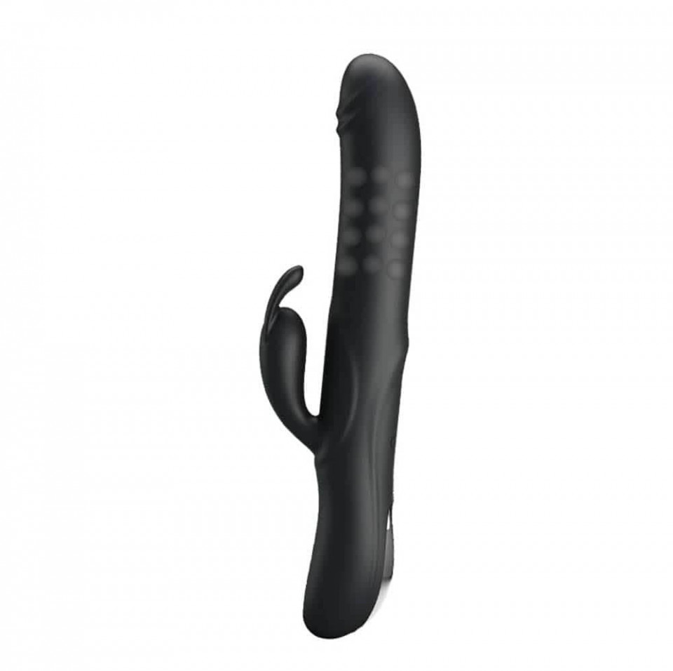 Vibrator Rabbit Colin, 4 Moduri Rotatii, 7 Moduri Vibratii, Silicon, USB, Negru, 25 cm