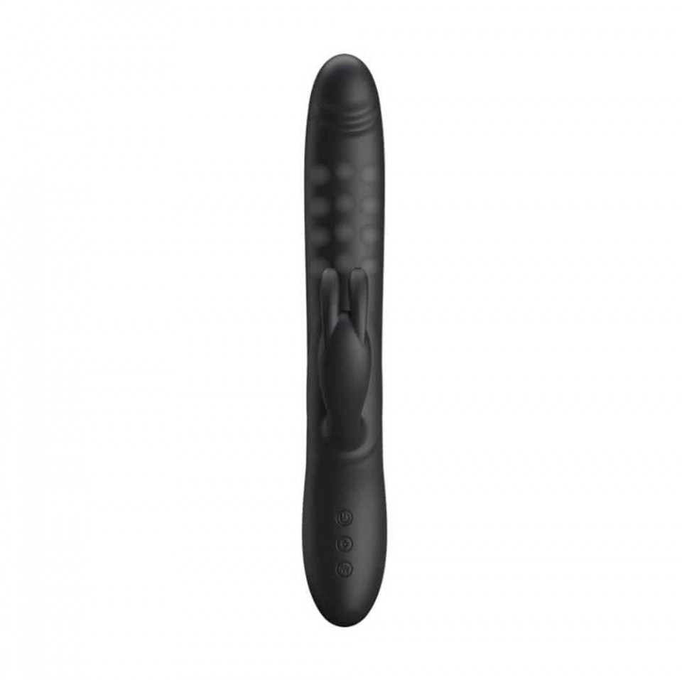 Vibrator Rabbit Colin, 4 Moduri Rotatii, 7 Moduri Vibratii, Silicon, USB, Negru, 25 cm