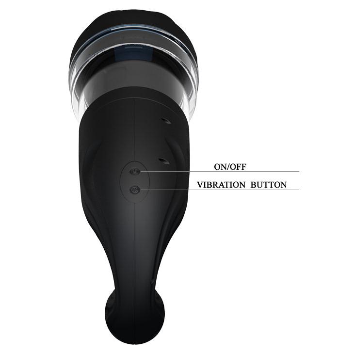 Masturbator Breton Rotating&Thrusting, 4 Moduri Stimulatoare, TPR, Negru, 27.3 cm