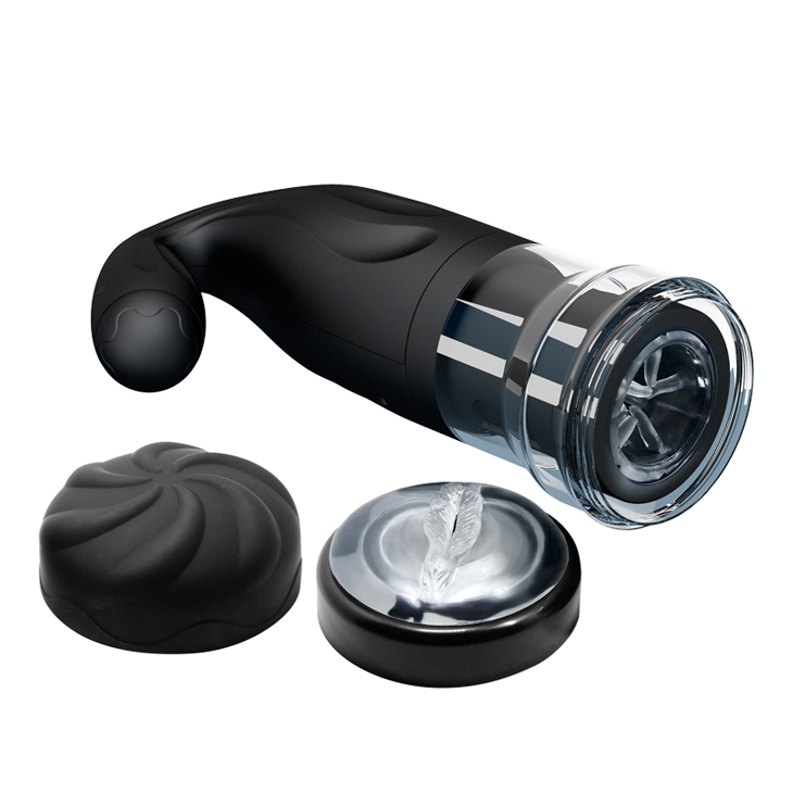Masturbator Breton Rotating&Thrusting, 4 Moduri Stimulatoare, TPR, Negru, 27.3 cm