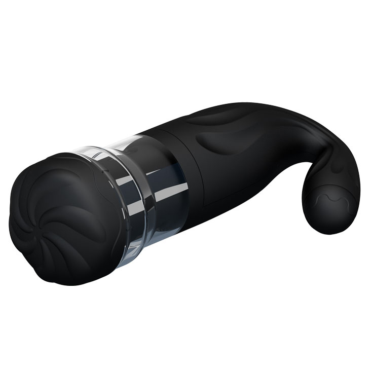 Masturbator Breton Rotating&Thrusting, 4 Moduri Stimulatoare, TPR, Negru, 27.3 cm