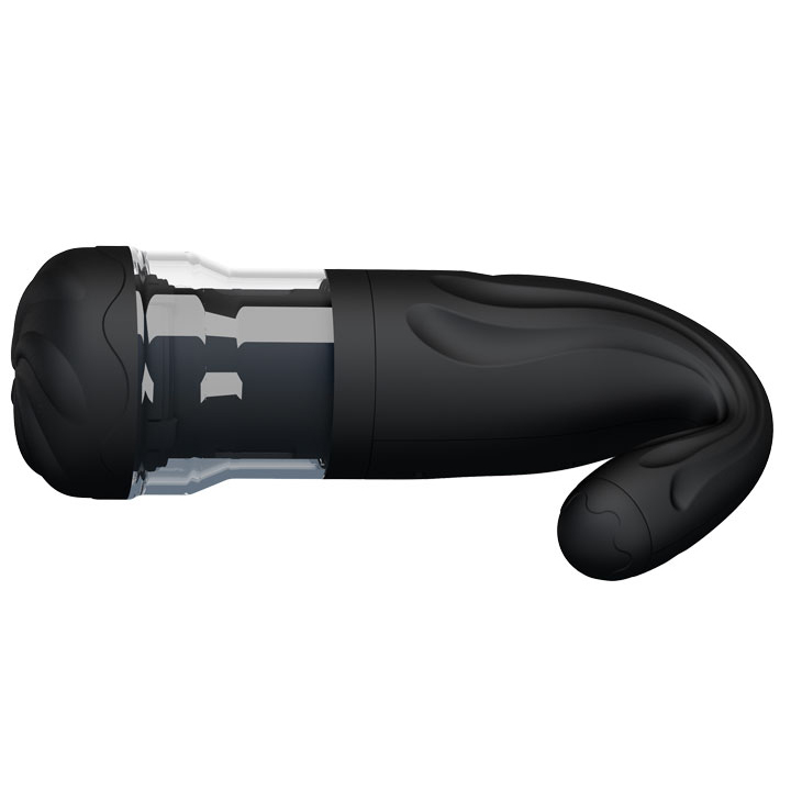 Masturbator Breton Rotating&Thrusting, 4 Moduri Stimulatoare, TPR, Negru, 27.3 cm