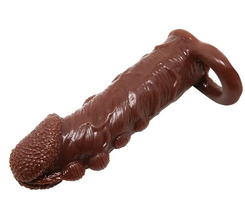 Prelungitor Penis Brave Man Extra Stimulator, Maro Inchis, 14 cm