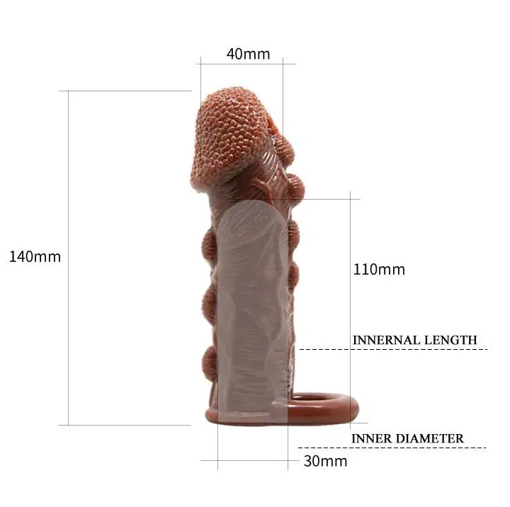 Prelungitor Penis Brave Man Extra Stimulator, Maro Inchis, 14 cm