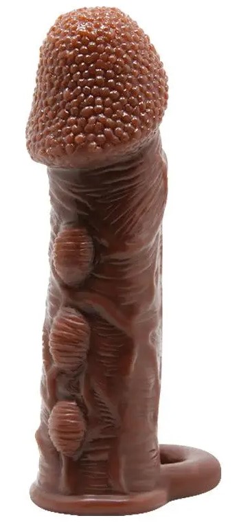 Prelungitor Penis Brave Man Extra Stimulator, Maro Inchis, 14 cm