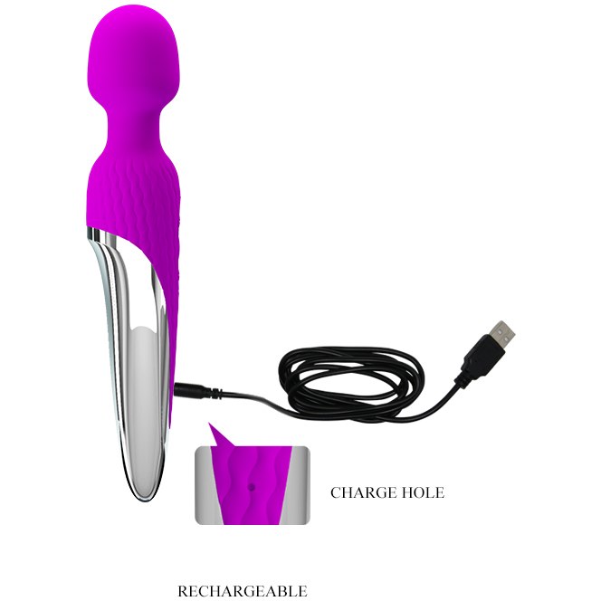 Vibrator Masaj Nathaniel 7 Moduri Vibratii&5 Intensitati Viteza Silicon USB Mov 26 cm