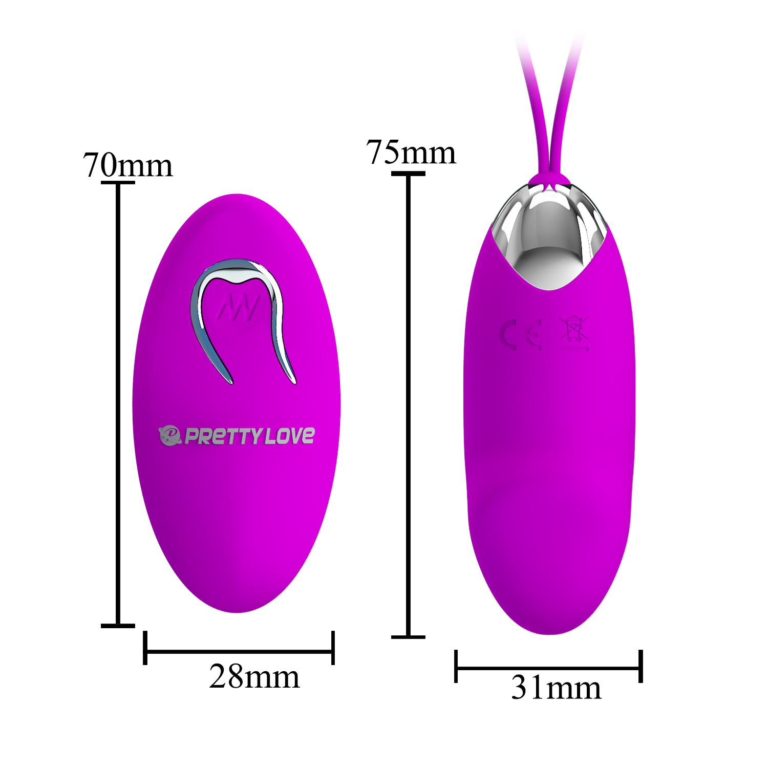 Ou Vibrator Pretty Love Julia Remote Control, 12 Moduri Vibratii, Silicon, USB, Mov