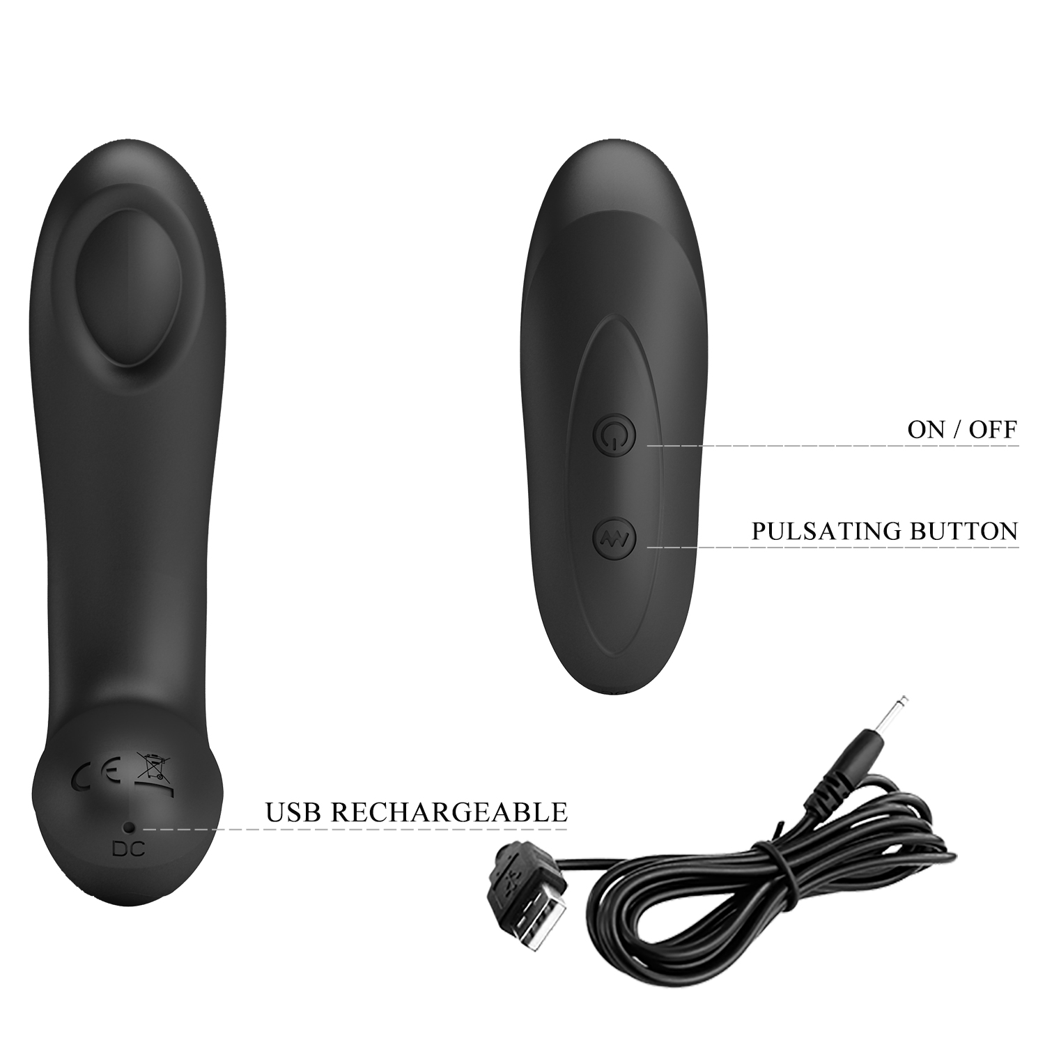 Stimulator Anal Archenemy 12 Moduri Vibratii, Bluetooth Control Free App, Silicon, USB, Negru, 12.1 cm