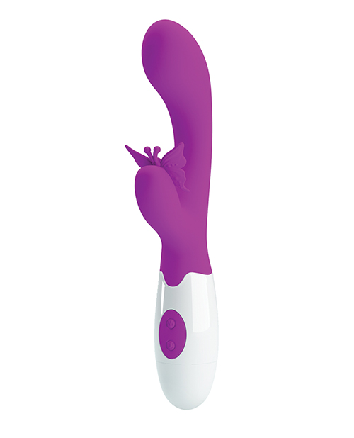 Vibrator Iepuras Butterfly Kiss, 30 Moduri Vibratii, Silicon, Mov, 20 cm