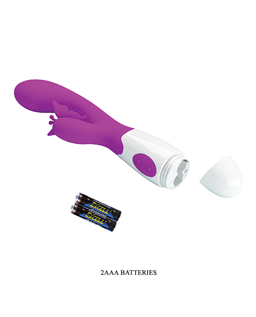 Vibrator Iepuras Butterfly Kiss, 30 Moduri Vibratii, Silicon, Mov, 20 cm