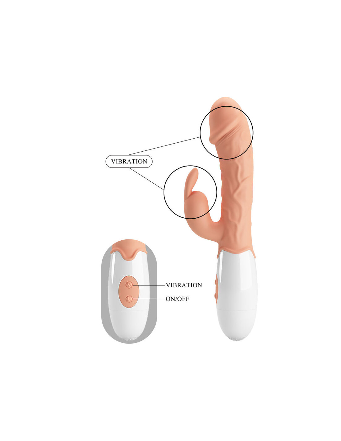 Vibrator Pretty Love Easter Bunny, 30 Moduri Vibratii, TPR, Natural, 19.2 cm