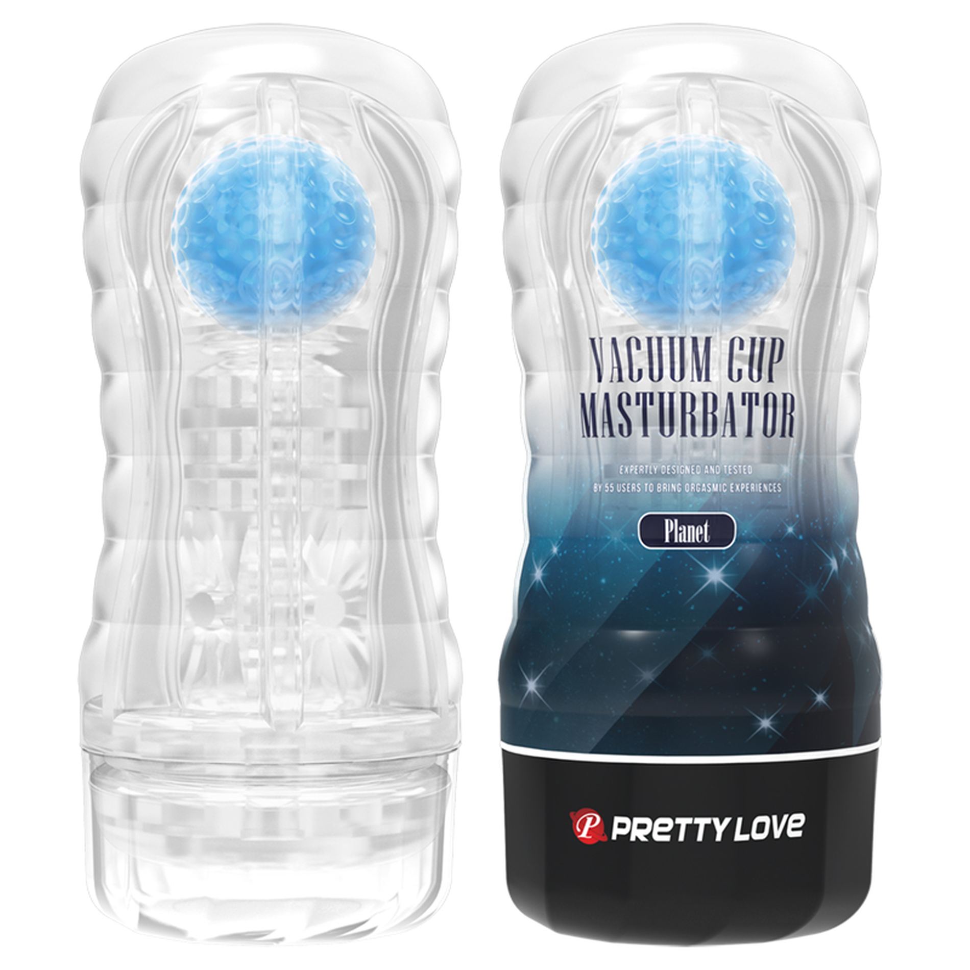 Masturbator Blue Planet cu Bila de Intensitate, TPR, Albastru, 18 cm