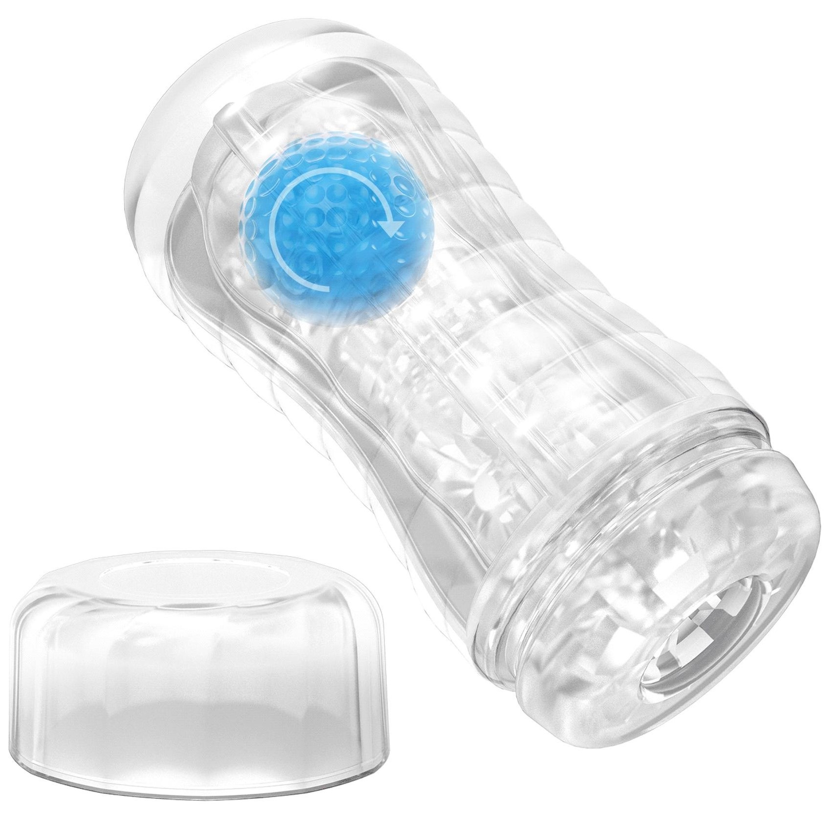 Masturbator Blue Planet cu Bila de Intensitate, TPR, Albastru, 18 cm