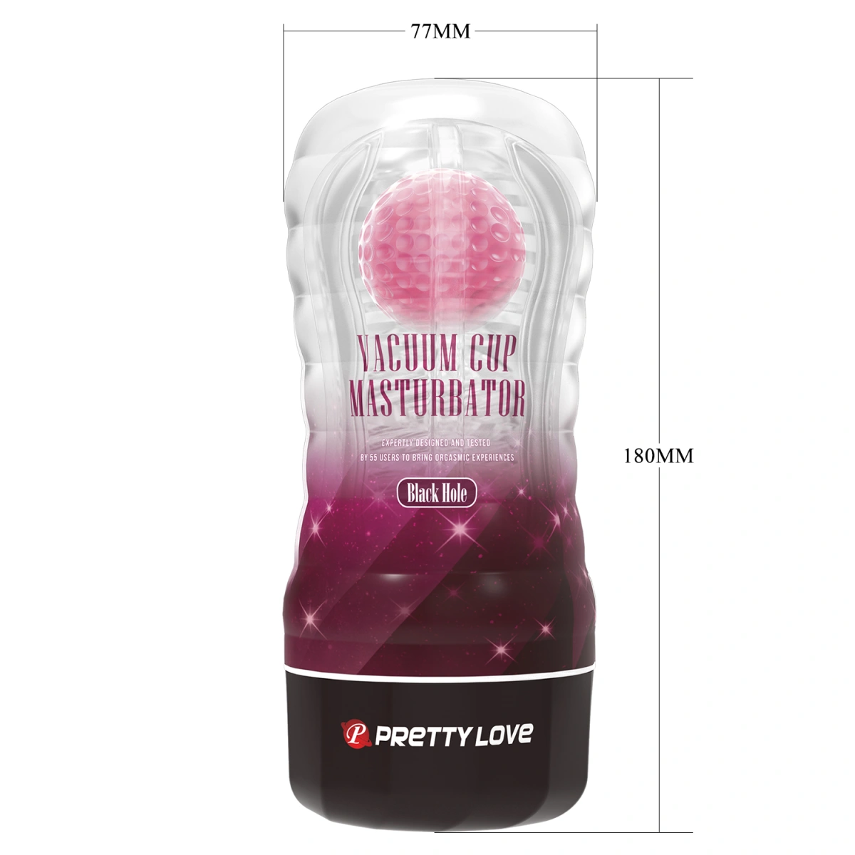 Masturbator Black Hole cu Bila de Intensitate, TPR, Roz, 18 cm
