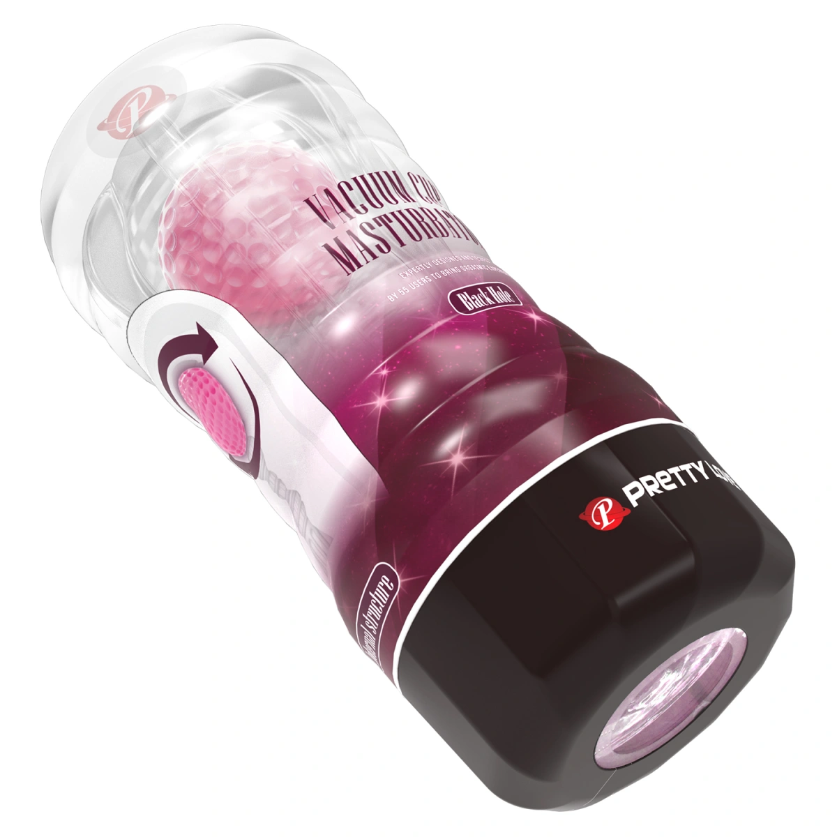 Masturbator Black Hole cu Bila de Intensitate, TPR, Roz, 18 cm