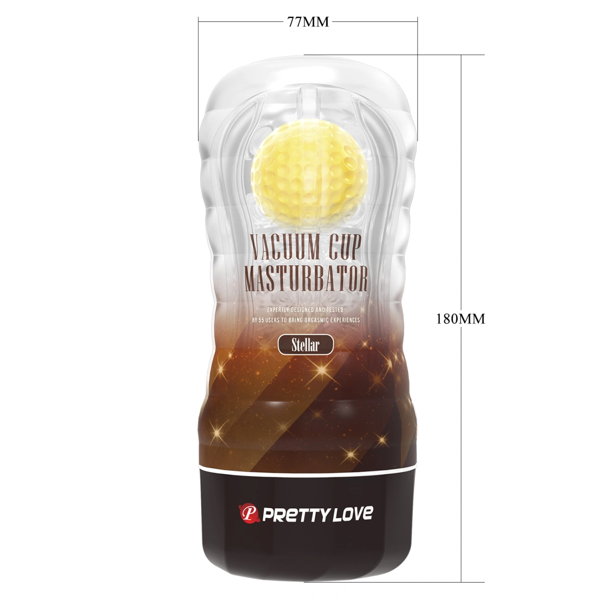 Masturbator Stellar cu Bila de Intensitate, TPR, Galben, 18 cm