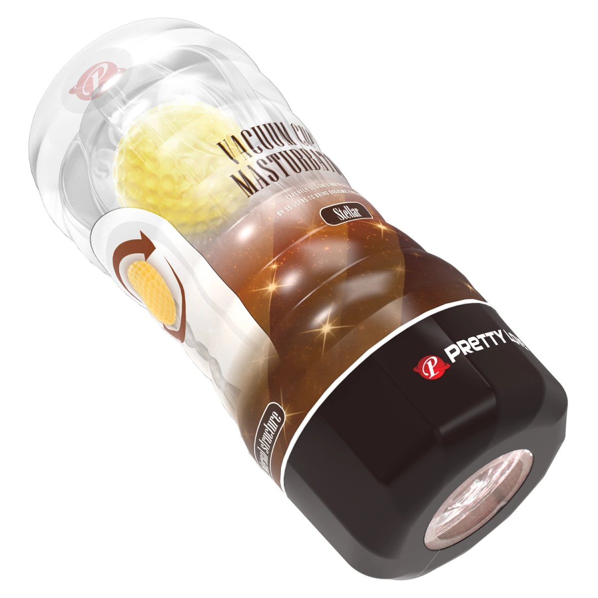 Masturbator Stellar cu Bila de Intensitate, TPR, Galben, 18 cm
