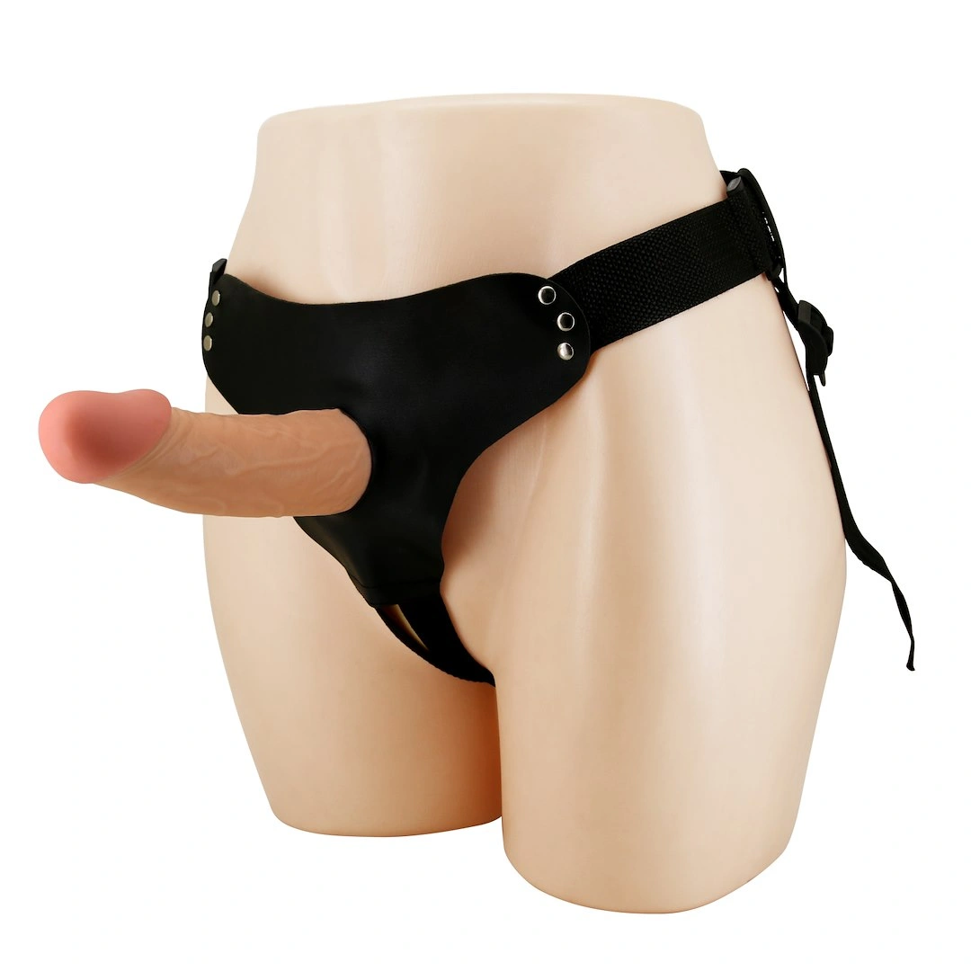 Strap-On Harness Stark cu Dildo Hollow, TPR, Natural, 17.5 cm