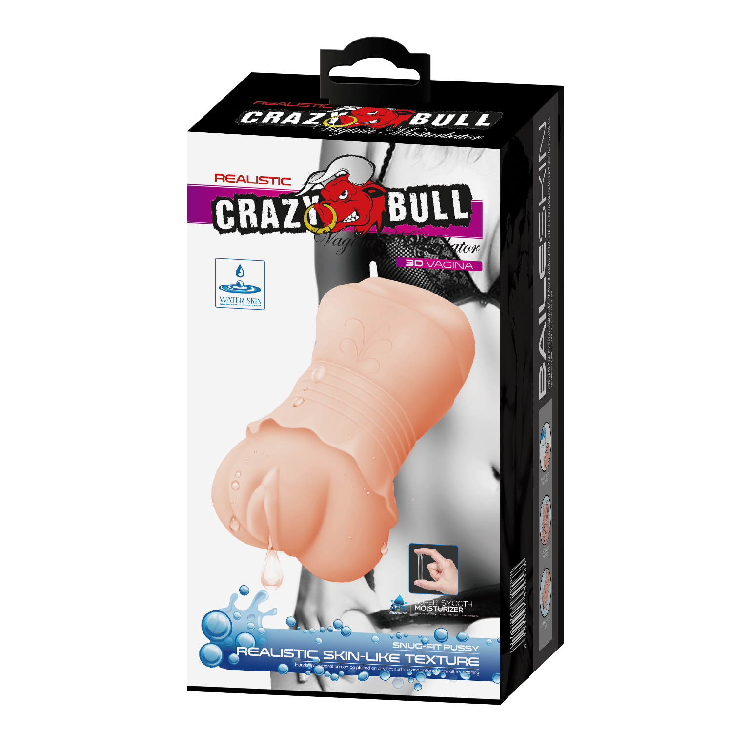 Masturbator Crazy Bull 3D Vagina, TPR, Natural, 13.5 cm