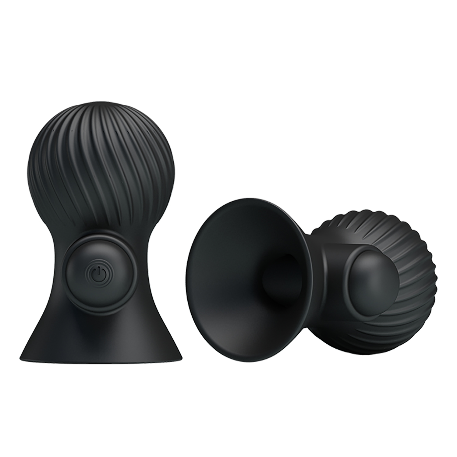 Set 2 Ventuze Nipple Sucker, 12 Moduri Vibratii, Silicon, USB, Negru