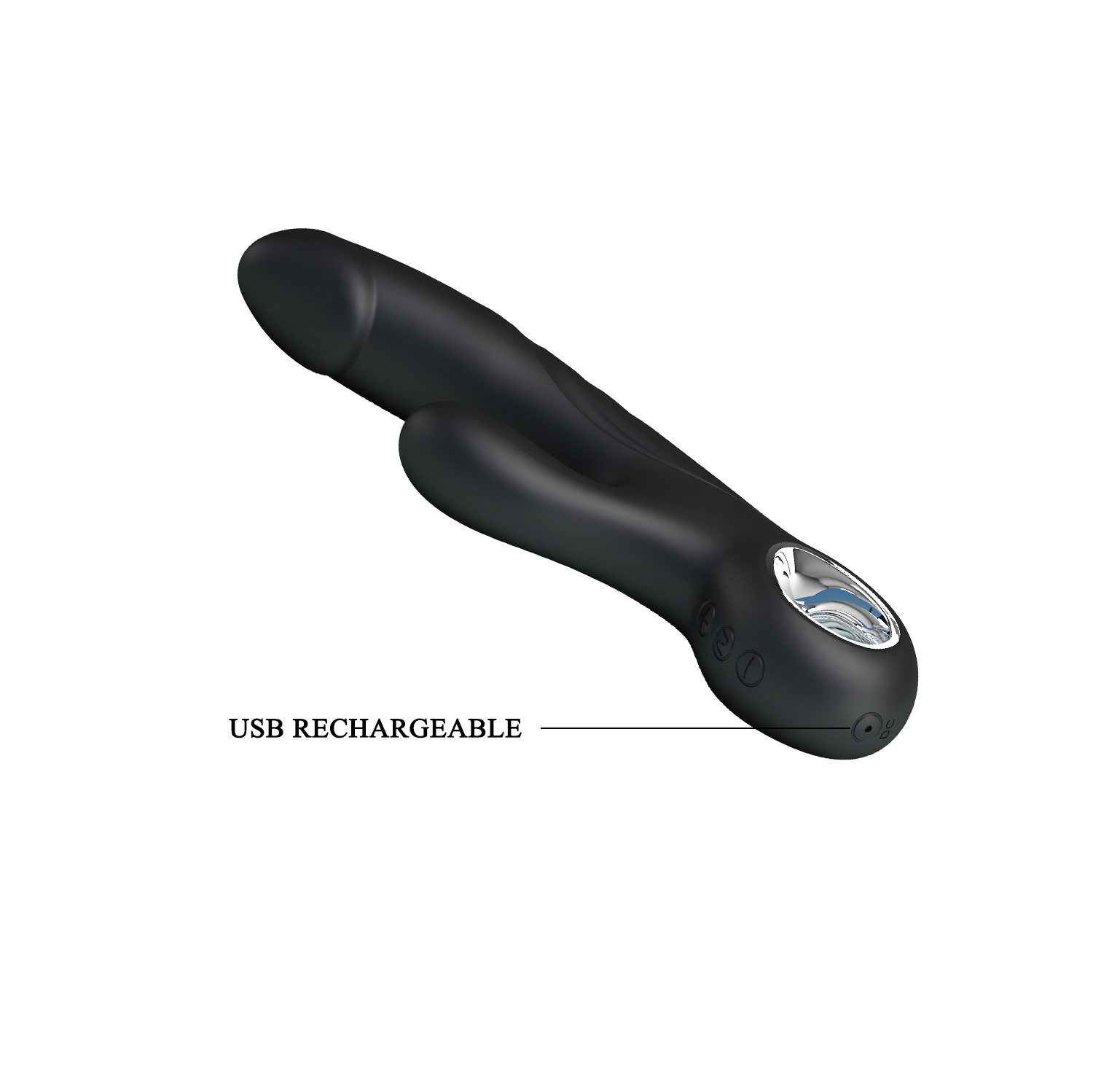 Vibrator Pretty Love Selene, 7 Moduri Vibratii, 5 Intensitati, Silicon, USB, Negru, 19 cm