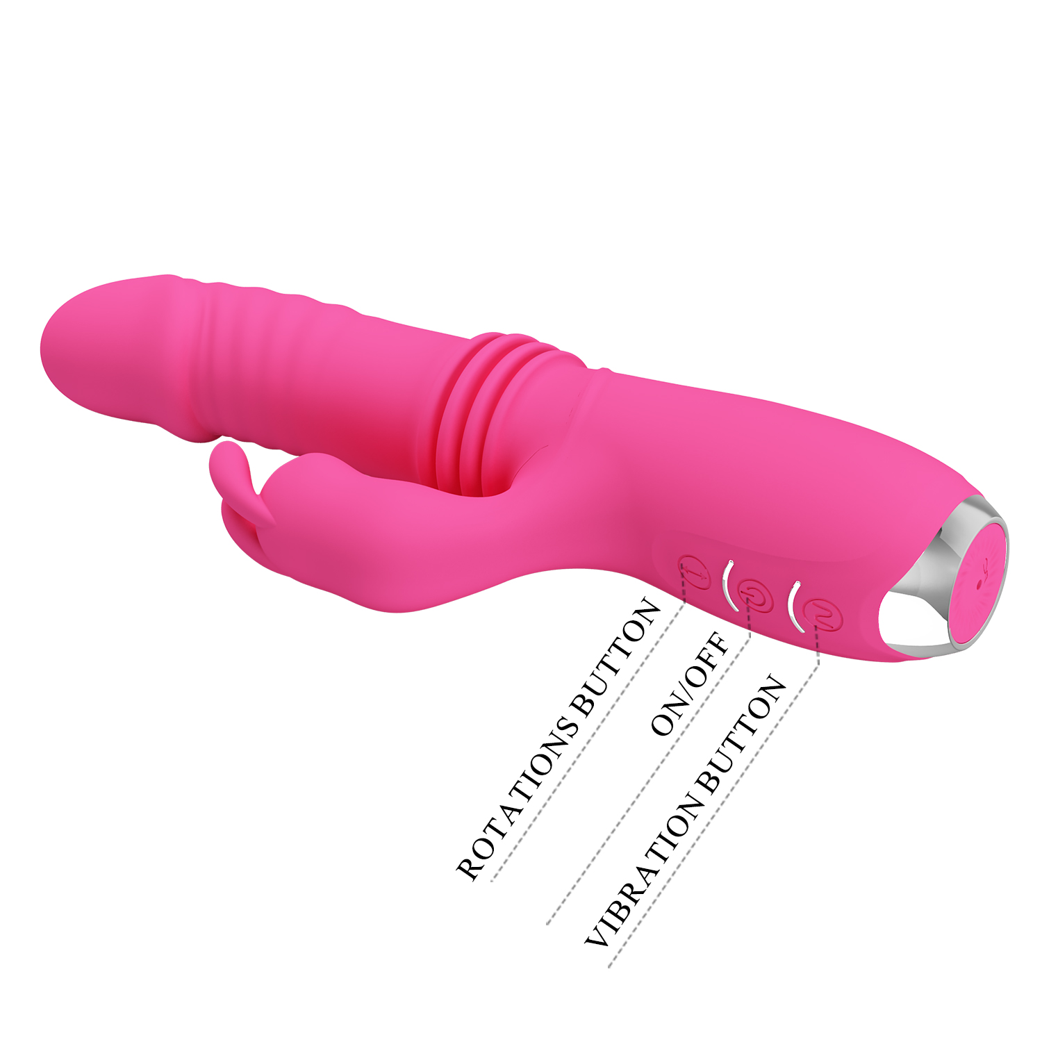 Vibrator Pretty Love Dorothy, 12 Moduri Vibratii, 3 Moduri Thrusting, Silicon, USB, Roz, 19.7 cm