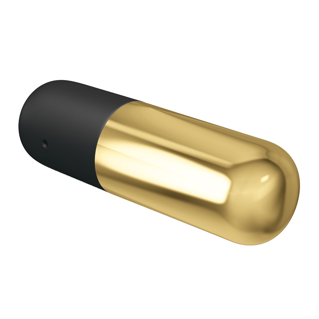 Glont Vibrator Mini Massager, 12 Moduri Vibratii, USB, Auriu/Negru, 6 cm