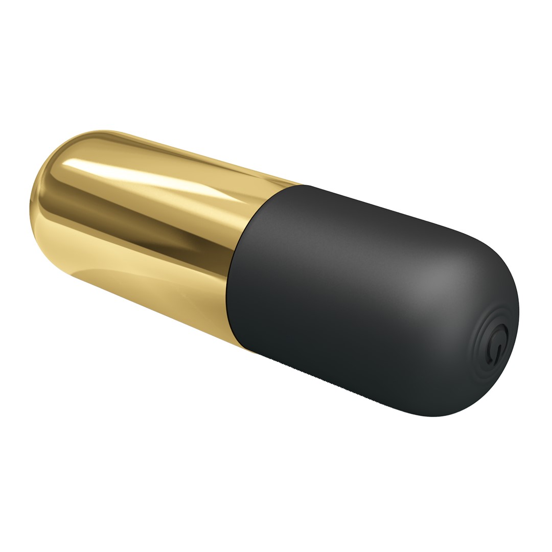 Glont Vibrator Mini Massager, 12 Moduri Vibratii, USB, Auriu/Negru, 6 cm