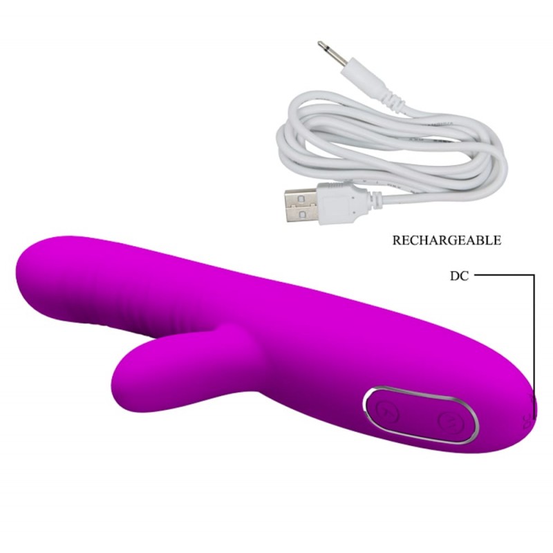 Vibrator Angelique 12 Moduri Vibratii+4 Moduri Tickling Move Silicon USB 21.5 cm