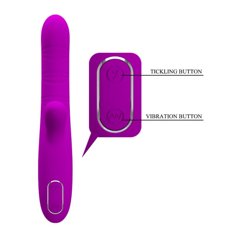 Vibrator Angelique 12 Moduri Vibratii+4 Moduri Tickling Move Silicon USB 21.5 cm
