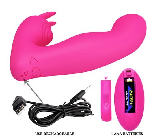 Vibrator Dubla Stimulare Josephine Remote Control 12 Moduri Vibratii Silicon USB Roz