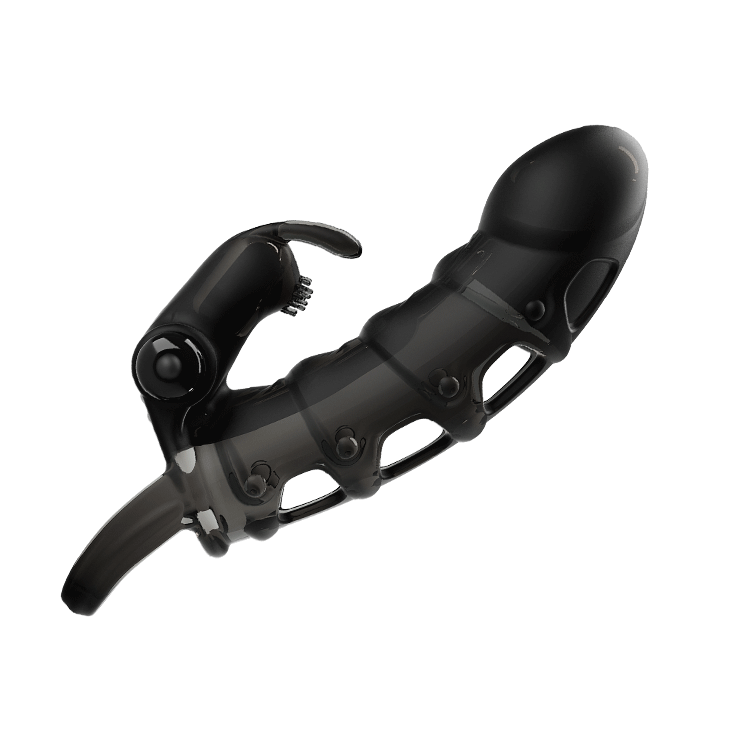 Prelungitor Penis Cuper 10 Moduri Vibratii, +4 cm, TPR, Negru