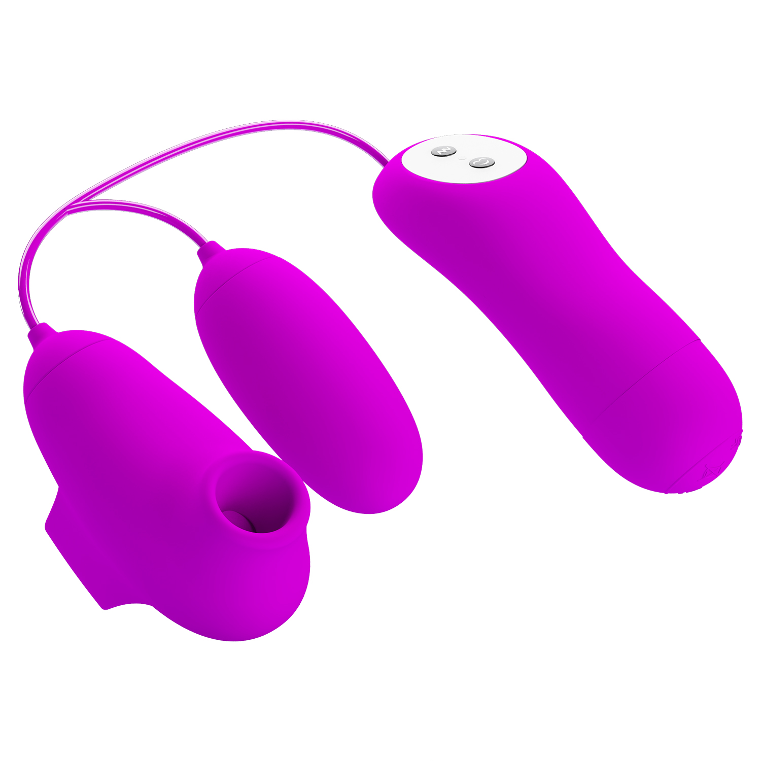 Stimulator Dublu Pretty Love, 12 Moduri Vibratii, 12 Moduri Suctiune, Silicon, Mov