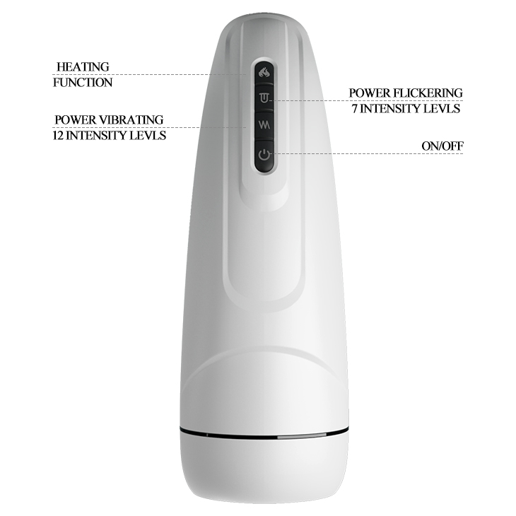 Masturbator Marissa, Licking, Vibrating, Heating, TPE, USB, Alb, 26 cm