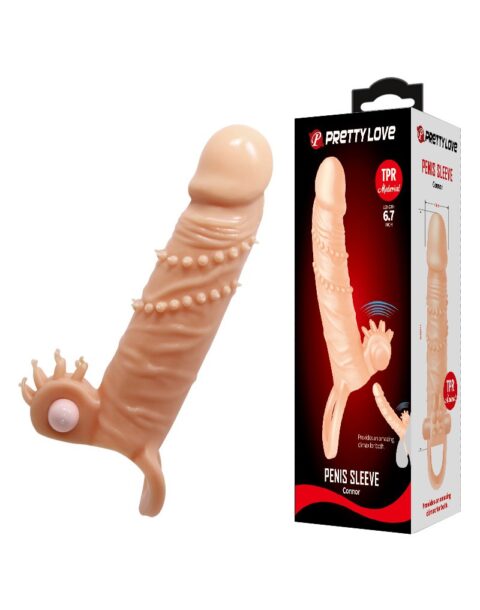 Prelungitor Penis cu Glont Vibrator Connor, +4 cm, TPR, Natural