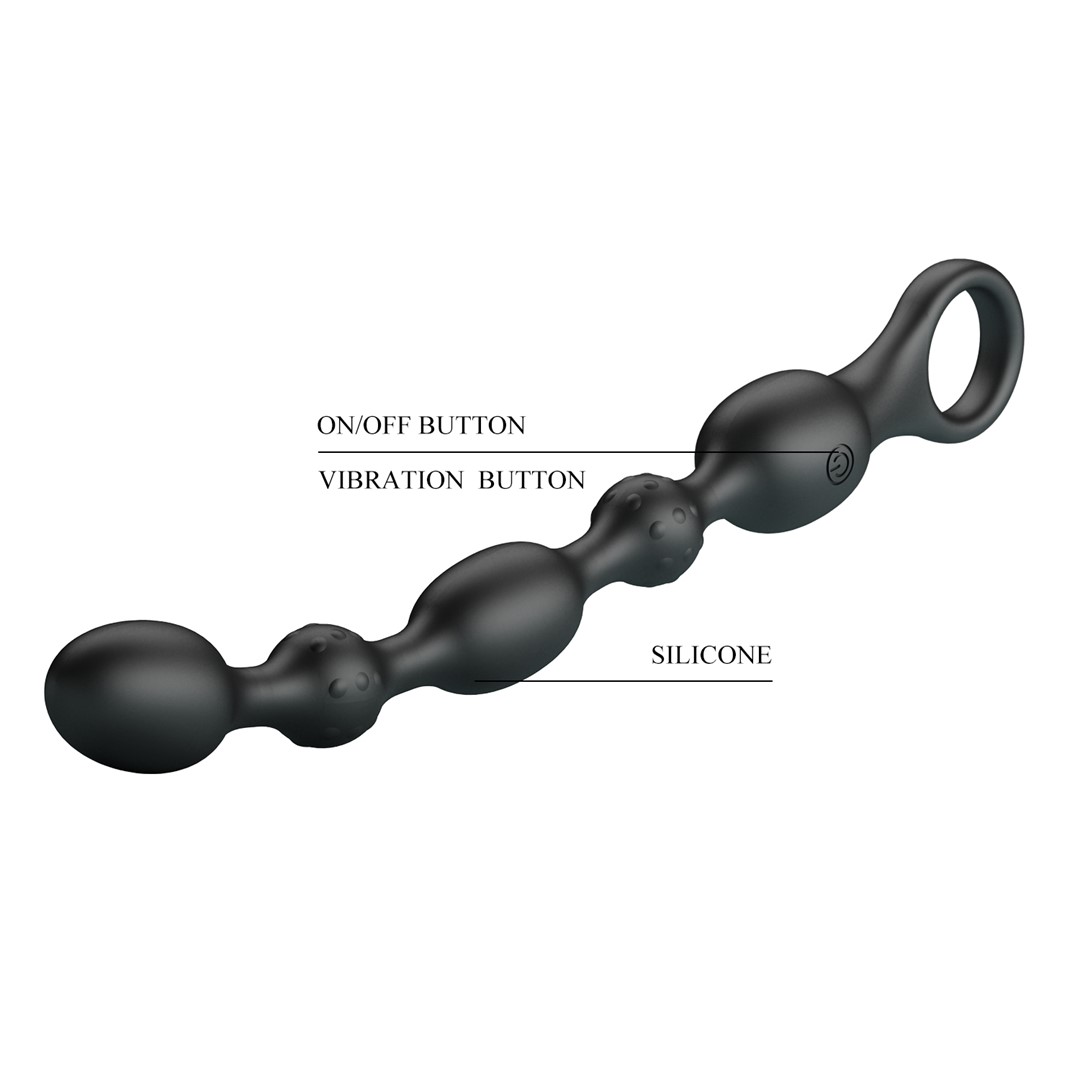 Bile Anale Pretty Love Van, 10 Moduri Vibratii, Silicon, Negru, 24.8 cm