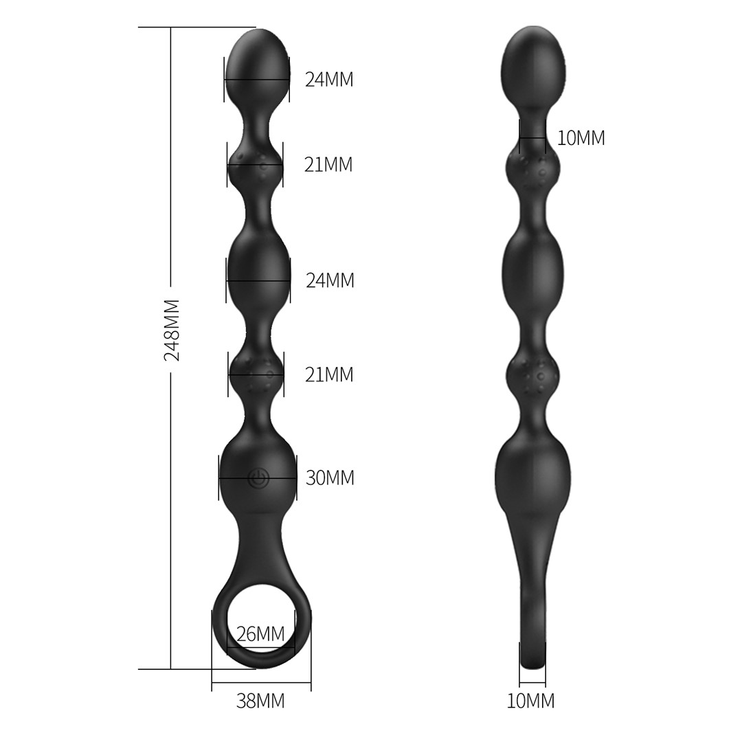 Bile Anale Pretty Love Van, 10 Moduri Vibratii, Silicon, Negru, 24.8 cm