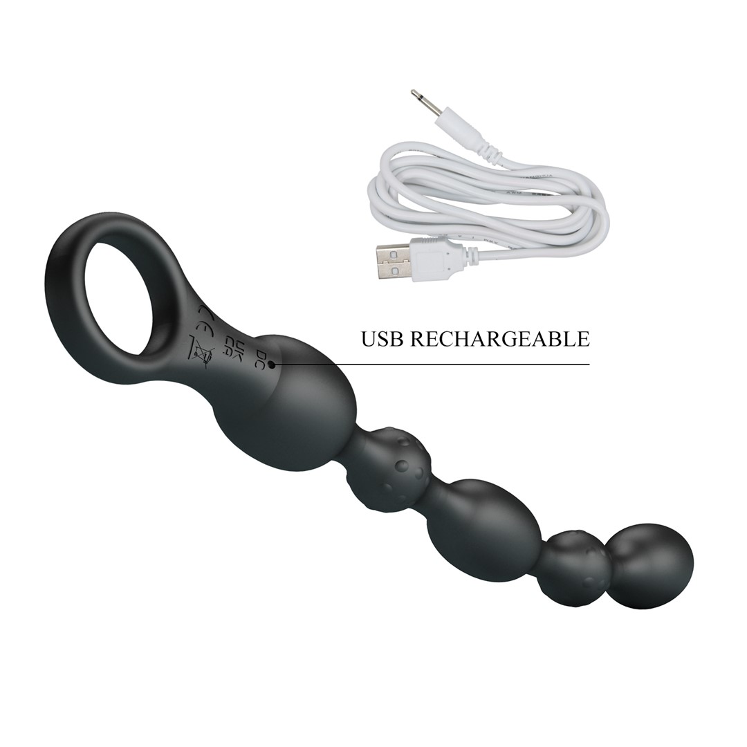 Bile Anale Pretty Love Van, 10 Moduri Vibratii, Silicon, Negru, 24.8 cm