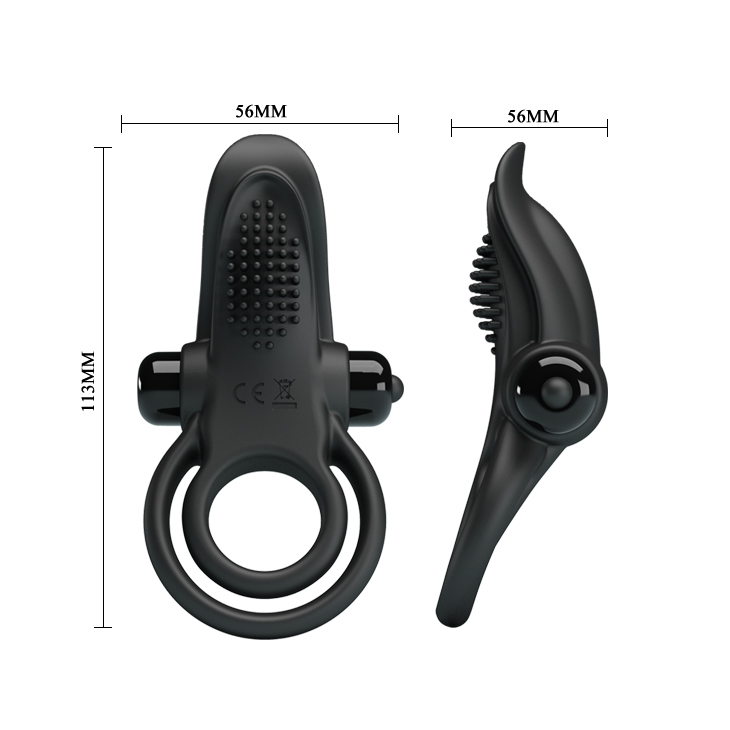 Inel Penis Pretty Love Vibranting Ring, 10 Moduri Vibratii, Silicon, Negru
