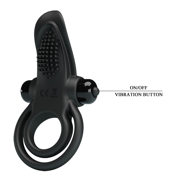 Inel Penis Pretty Love Vibranting Ring, 10 Moduri Vibratii, Silicon, Negru
