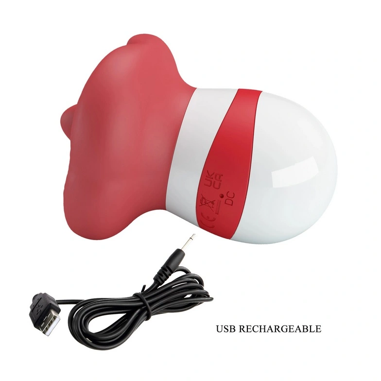 Stimulator Clitoris Pretty Love Mina, 10 Moduri Licking, TPE, USB, Rosu/Alb
