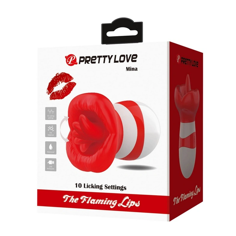 Stimulator Clitoris Pretty Love Mina, 10 Moduri Licking, TPE, USB, Rosu/Alb