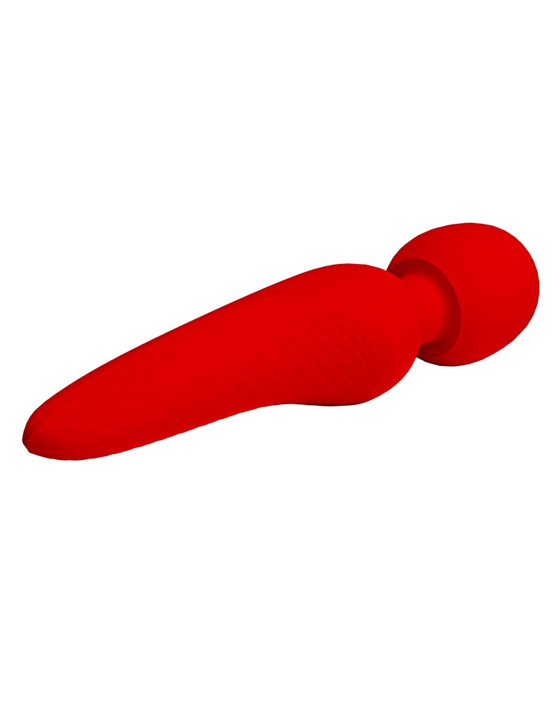 Vibrator Masaj Meredith, 7 Moduri Vibratii & 5 Intensitati Viteza, Silicon, USB, Rosu, 21.5 cm