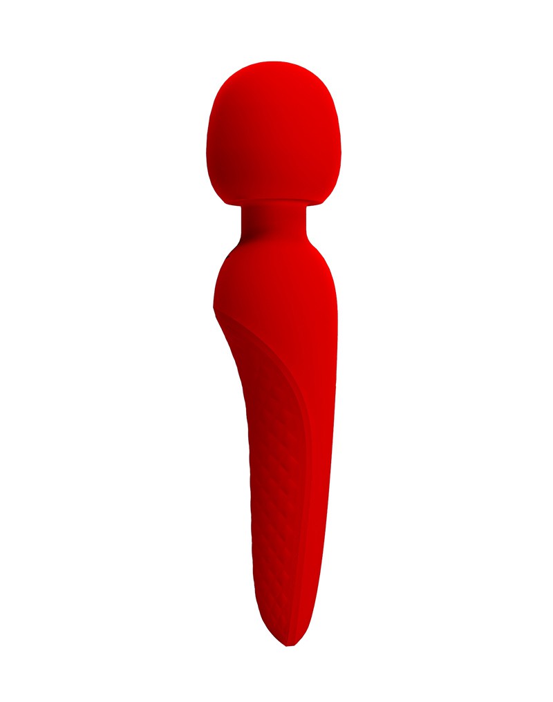 Vibrator Masaj Meredith, 7 Moduri Vibratii & 5 Intensitati Viteza, Silicon, USB, Rosu, 21.5 cm