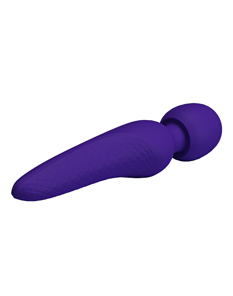 Vibrator Masaj Meredith, 7 Moduri Vibratii & 5 Intensitati Viteza, Silicon, USB, Violet, 21.5 cm