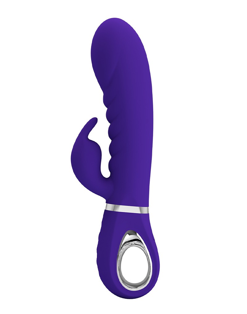 Vibrator Iepuras Prescott, 7 Moduri Vibratii, Silicon, USB, Violet, 20 cm