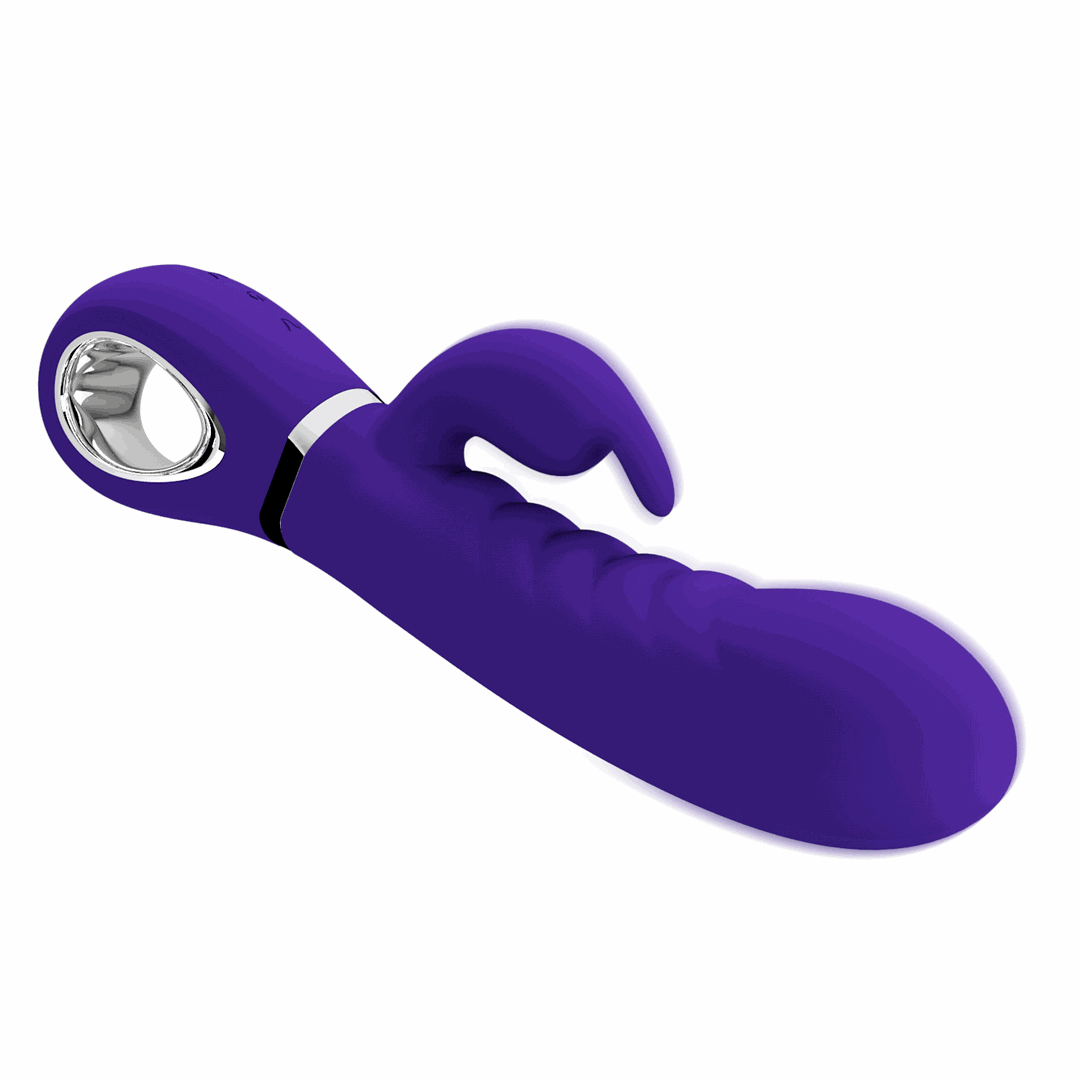 Vibrator Iepuras Prescott, 7 Moduri Vibratii, Silicon, USB, Violet, 20 cm