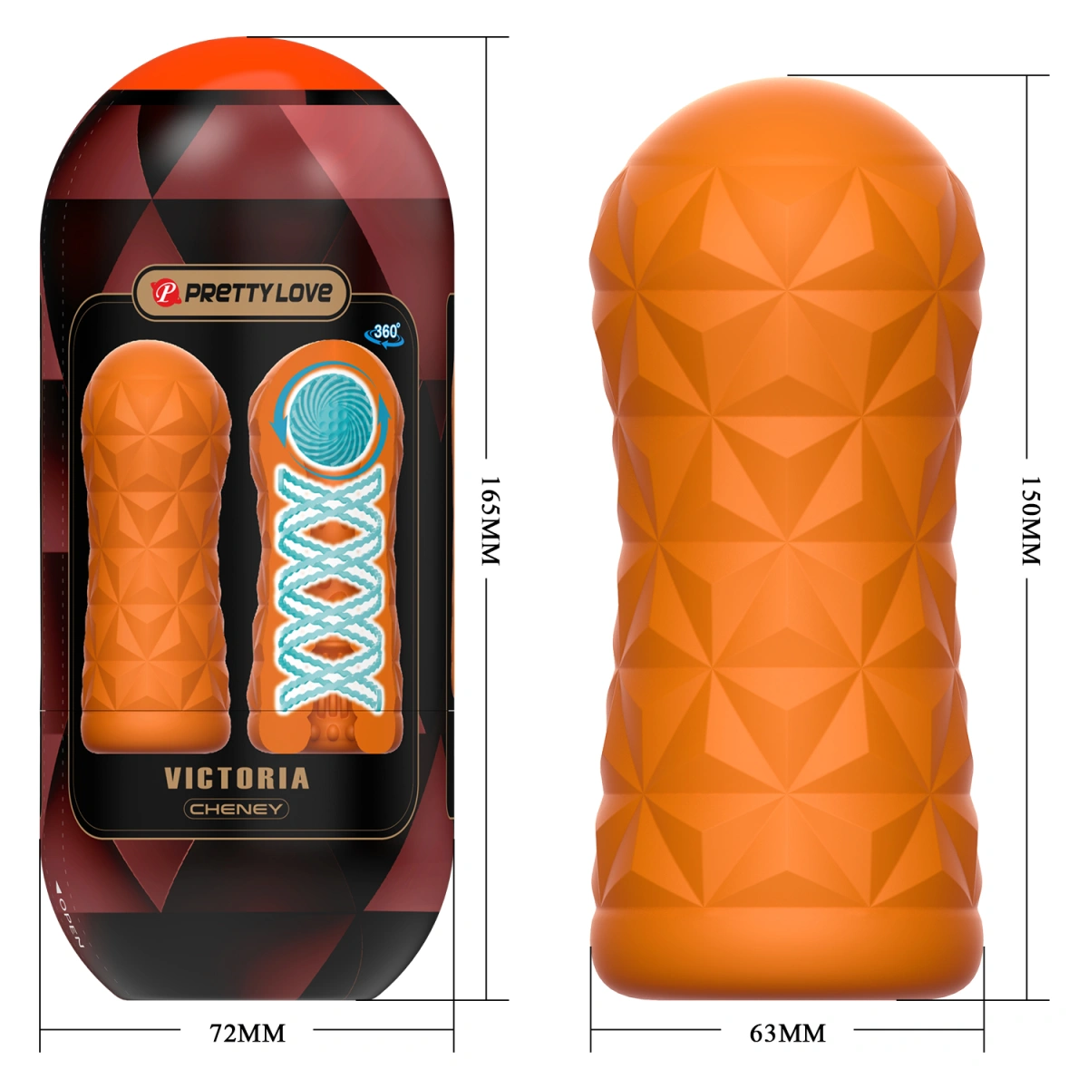 Masturbator cu Bila Victoria Cheney, TPR, Portocaliu, 15 cm