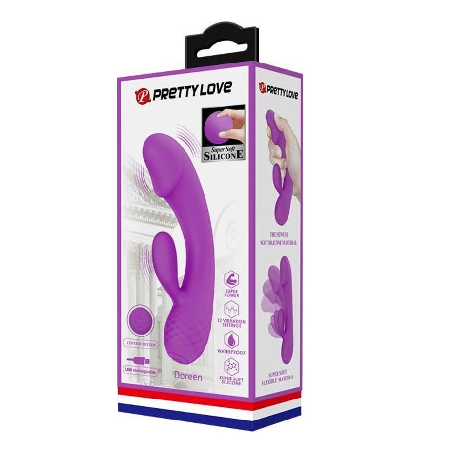 Vibrator Iepuras Doreen, 12 Moduri Vibratii, Silicon, USB, Mov, 17.5 cm
