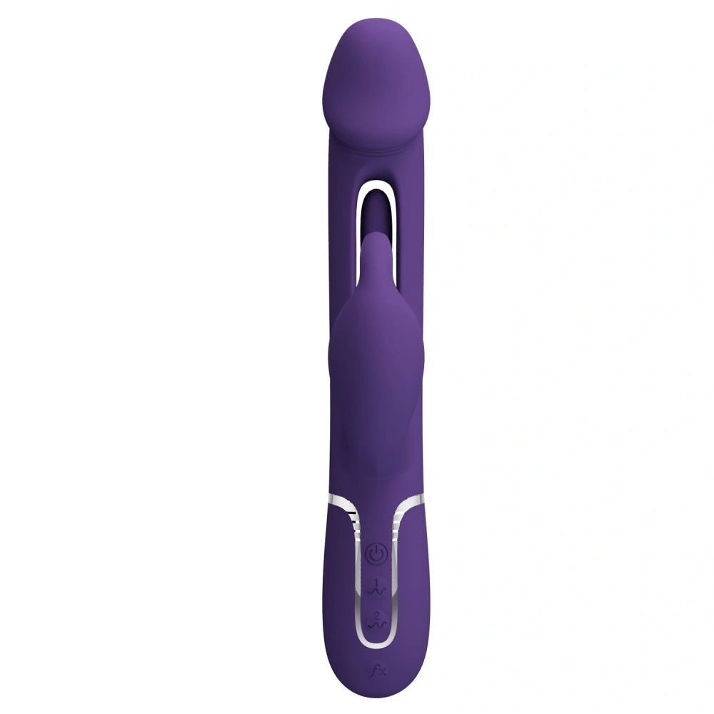 Vibrator Iepuras Kampas, 7 Moduri Vibratii, 4 Moduri Pulsare, Silicon, USB Magnetic, Mov Inchis, 23.2 cm